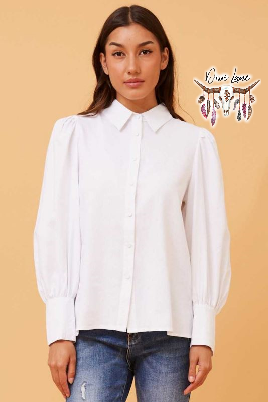 Isabel Linen Blend Shirt - White