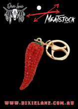 Load image into Gallery viewer, Dixie Lane X Meatstock - Rhinestone Chilli Keychain
