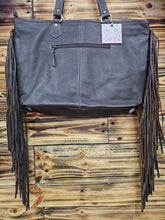 Load image into Gallery viewer, Leather &amp; Hide Fringe Tote Bag
