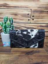 Load image into Gallery viewer, Tooled Leather &amp; Hide Wallet
