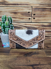 Load image into Gallery viewer, Tooled Leather &amp; Hide Wallet
