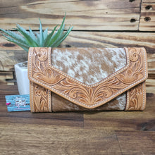 Load image into Gallery viewer, Tooled Leather &amp; Hide Wallet
