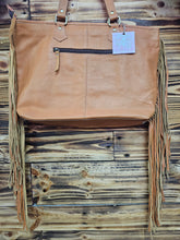 Load image into Gallery viewer, Leather &amp; Hide Fringe Tote Bag
