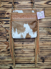 Load image into Gallery viewer, Leather &amp; Hide Fringe Crossbody
