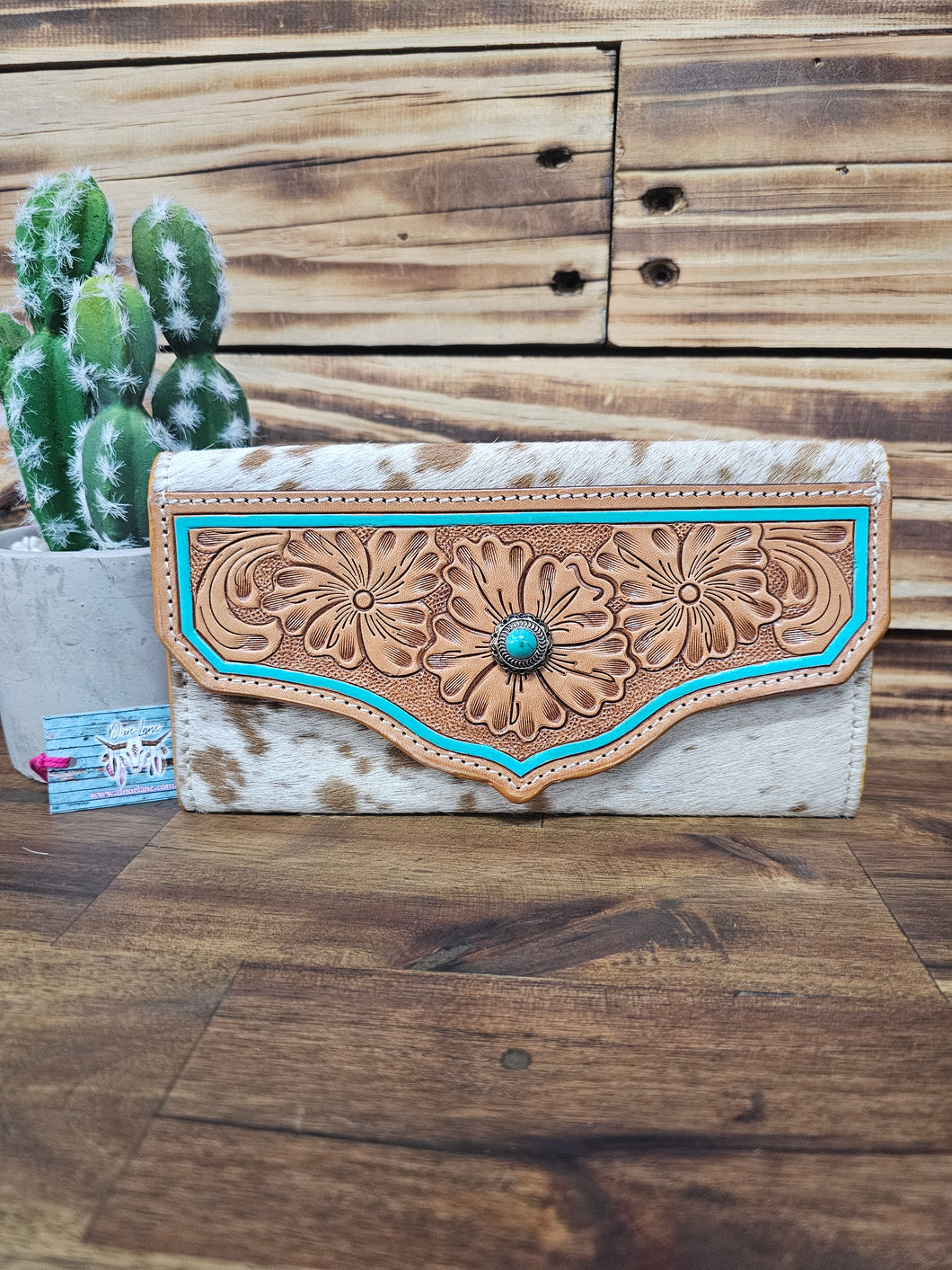 Turquoise Leather & Hide Wallet