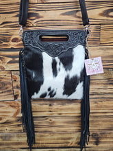 Load image into Gallery viewer, Leather &amp; Hide Fringe Sling Bag
