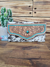 Load image into Gallery viewer, Turquoise Leather &amp; Hide Wallet
