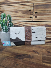Load image into Gallery viewer, Tooled Leather &amp; Hide Wallet
