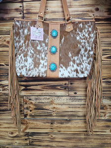 Turquoise & Fringe Tote Bag