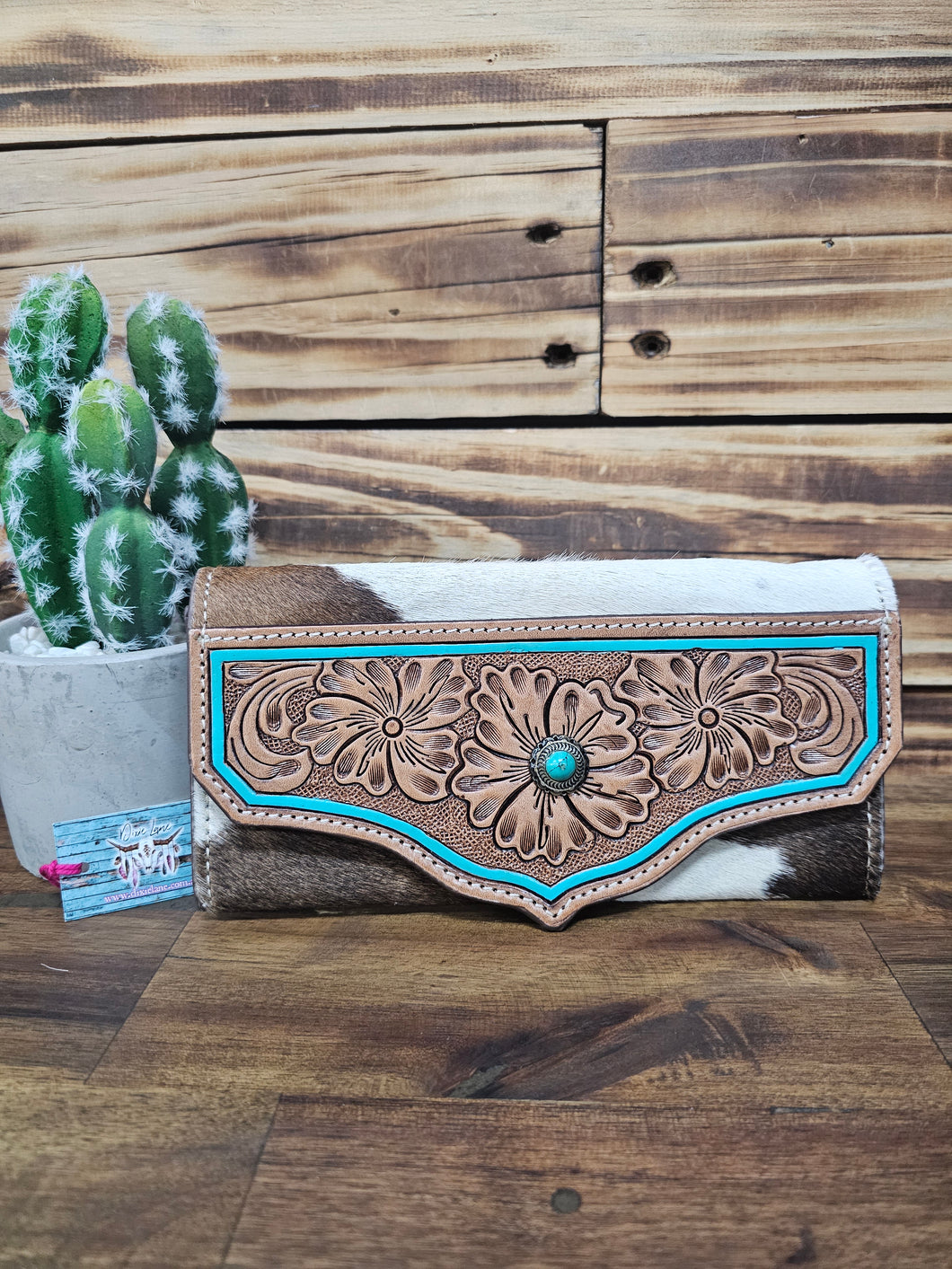 Turquoise Leather & Hide Wallet