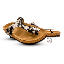 Load image into Gallery viewer, Black Cowhide T-Bar Sandles
