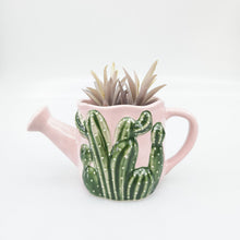 Load image into Gallery viewer, Pink Cactus Watering Can Planter
