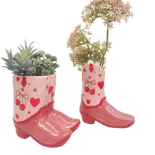 Load image into Gallery viewer, Cherry Cowboy Boot Vase
