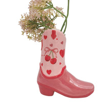 Load image into Gallery viewer, Cherry Cowboy Boot Vase
