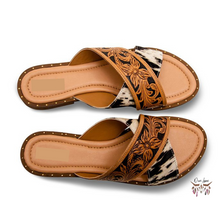 Load image into Gallery viewer, Black Hide &amp; Leather X Sandles
