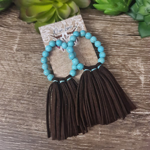 Turquoise bead Fringe Earrings