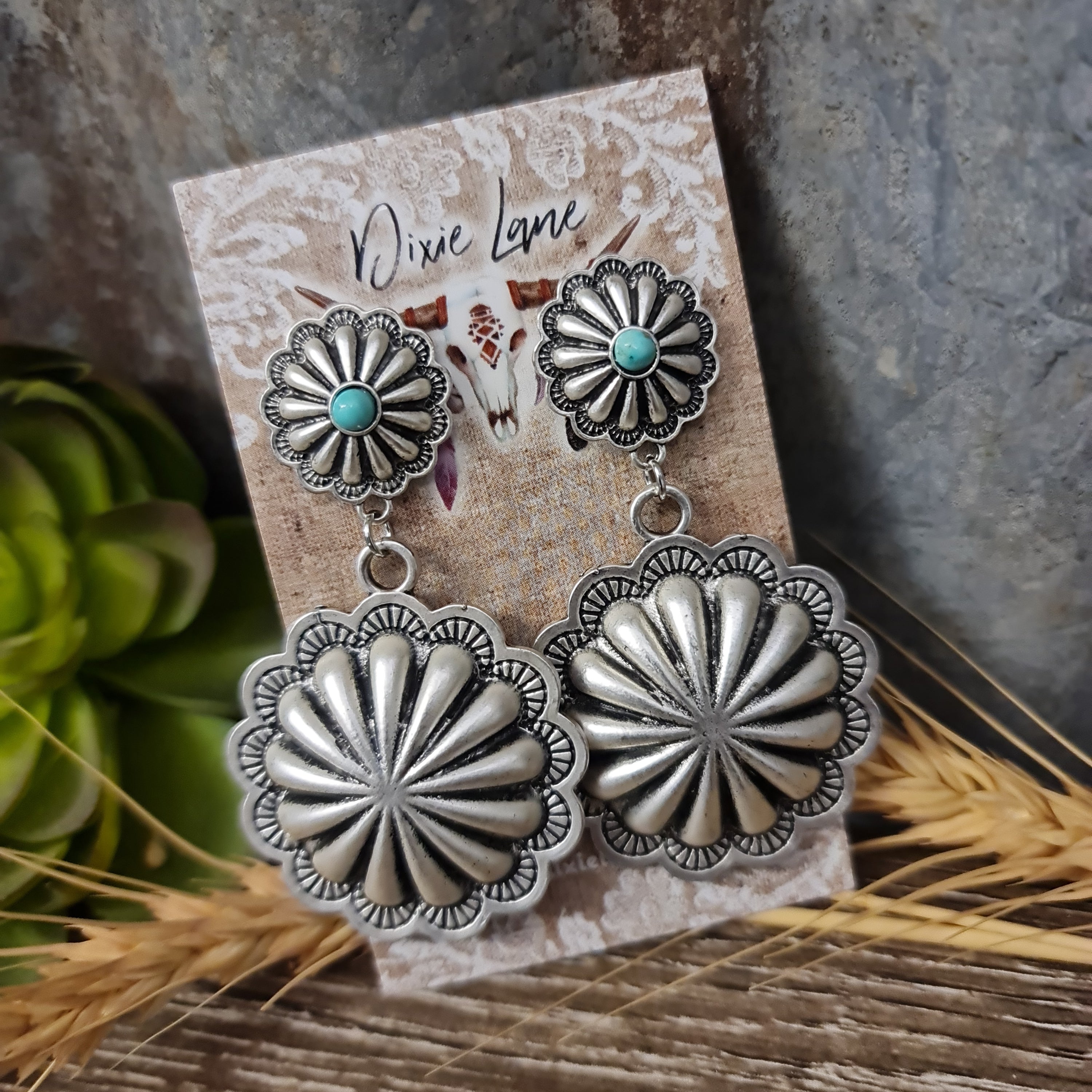 Sterling silver concho earrings sales