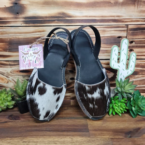 Black Cowhide Sling back sandles - Multiple Sizes