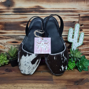Black Cowhide Sling back sandles - Multiple Sizes