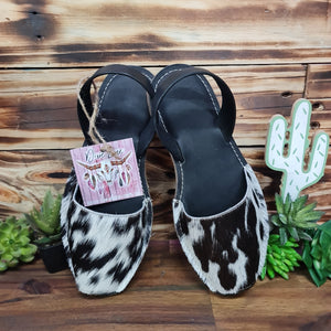 Black Cowhide Sling back sandles - Multiple Sizes