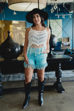 Load image into Gallery viewer, Send it! Fringed Shorts - Turquoise

