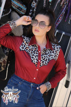 Load image into Gallery viewer, Wine &amp; Leopard - RANCH DRESS&#39;N Rodeo Performance Shirt
