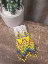 Load image into Gallery viewer, Yellow Beaded Tassel Earrings

