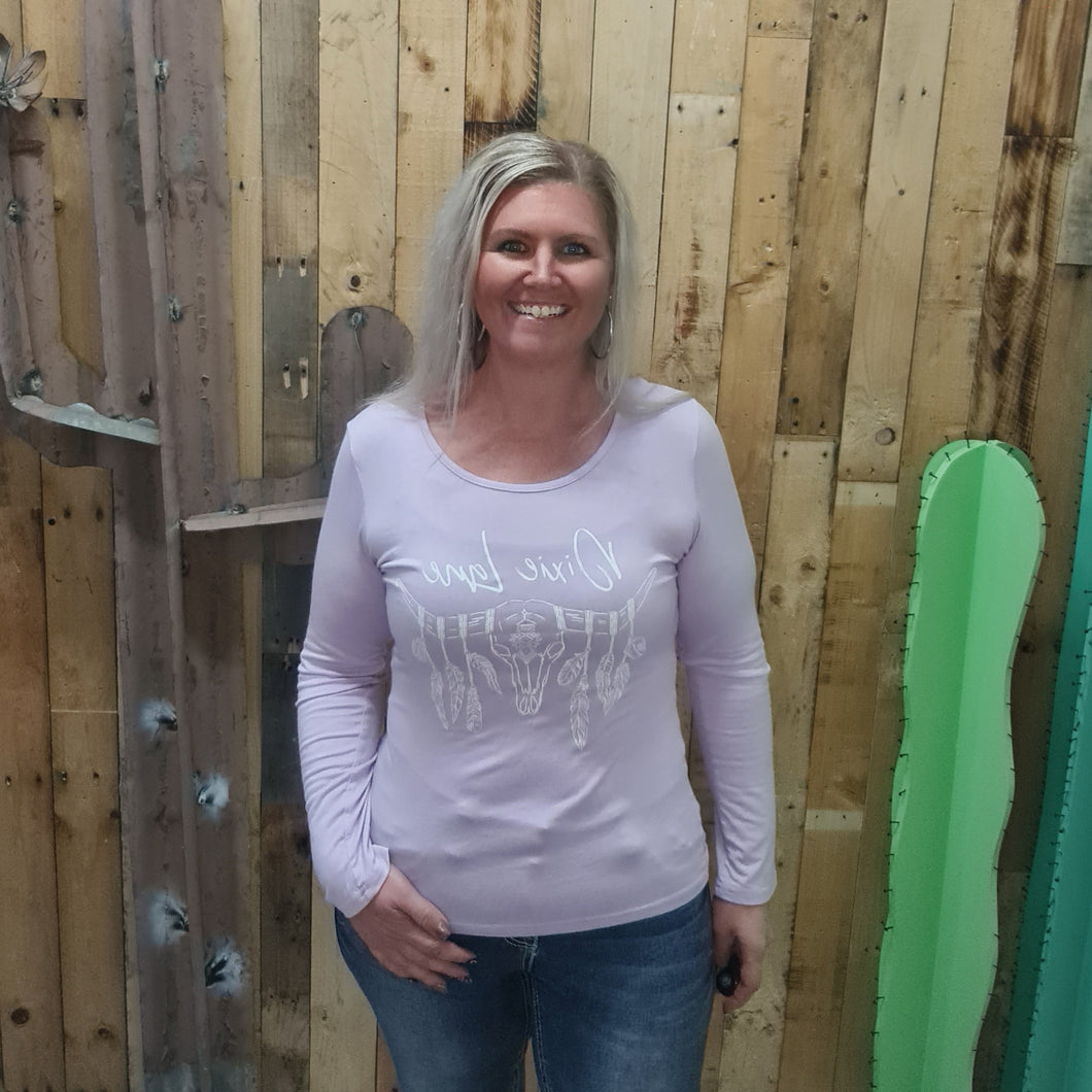 Dixie Lane Long Sleeve - Lilac & White