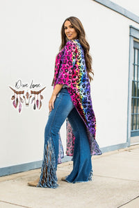 Rainbow Leopard Slitted Duster