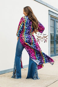 Rainbow Leopard Slitted Duster