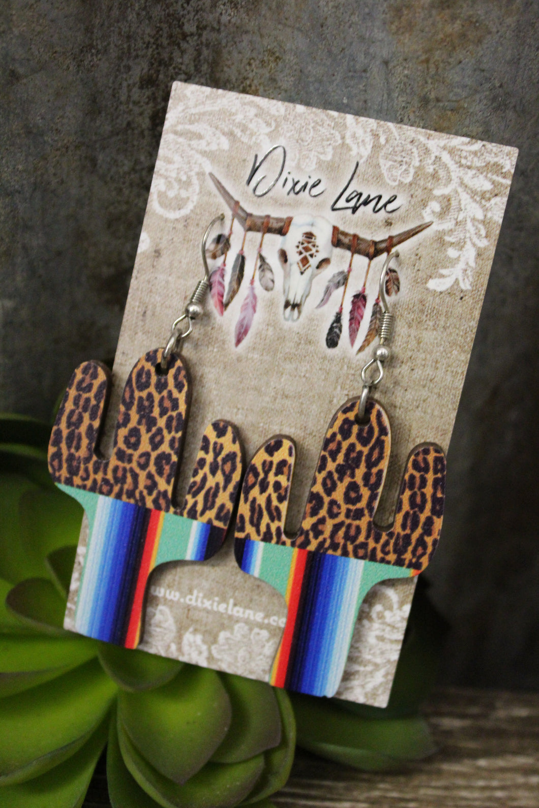 Wooden Cactus Earrings
