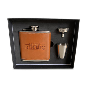 Leather Hip Flask Gift Set