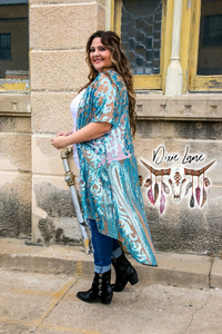 Vegas Sequin Duster - Taupe/Blue